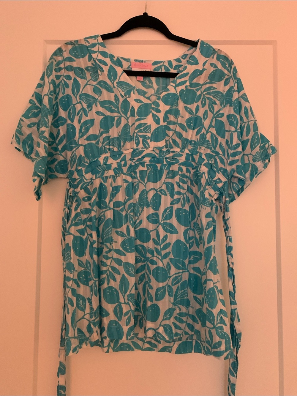 Lilly Pulitzer Teal and White Leaf-Print Tunic